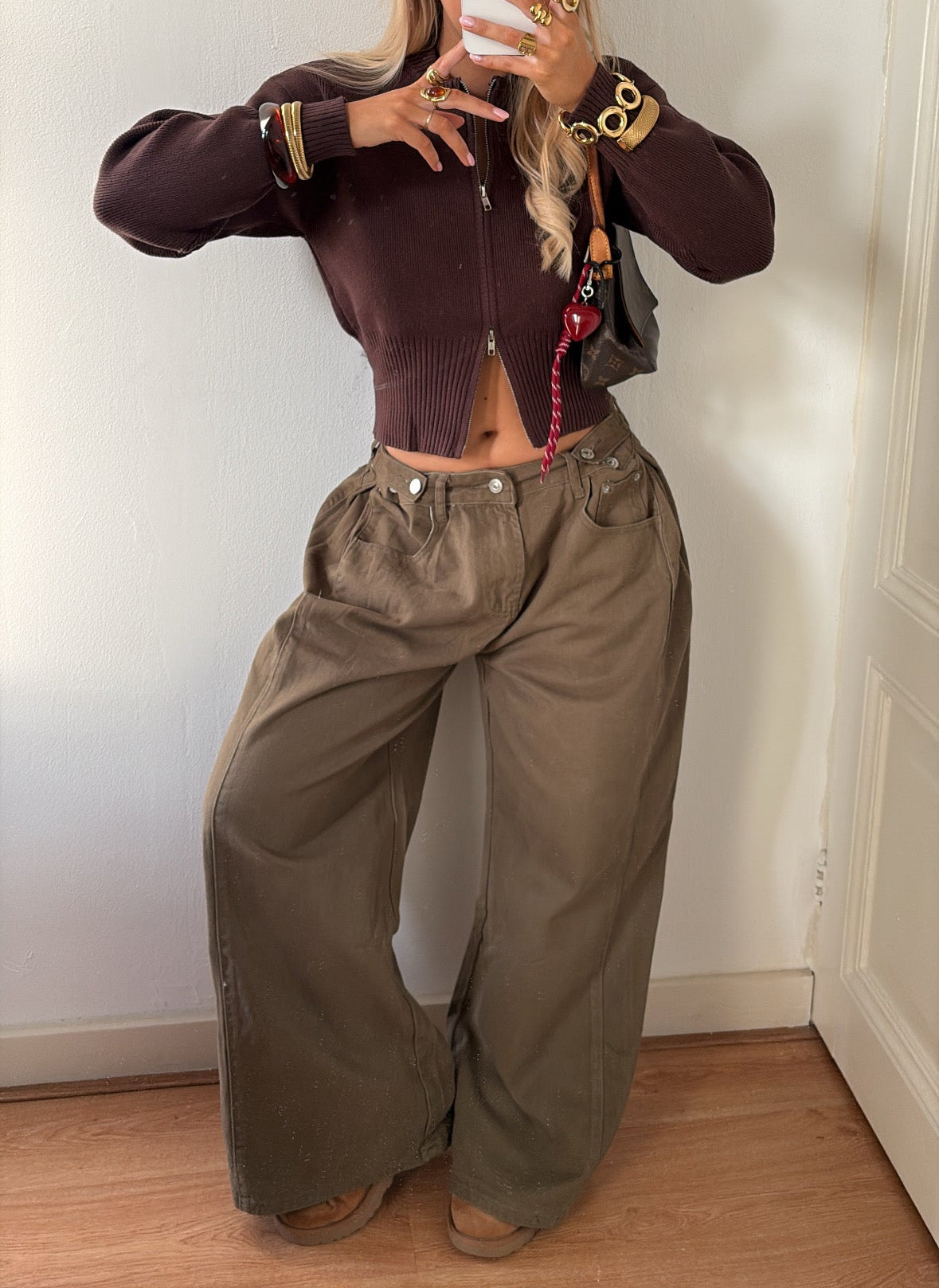 Boozy button jeans army