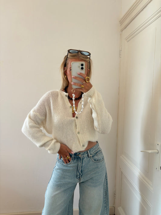 Eline alpaca wool cardigan wit