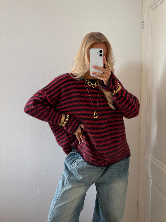 Levi striped knit donkerblauw/rood