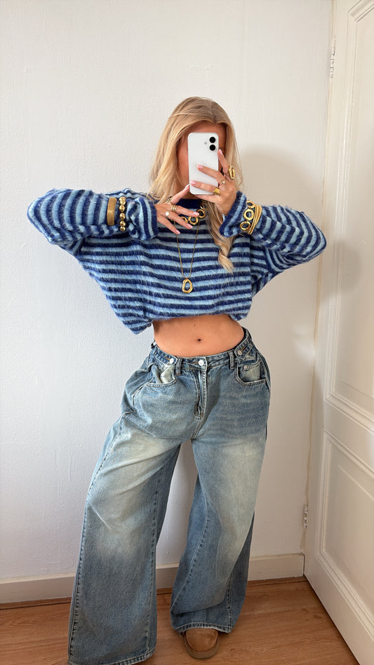 Levi stripes knit jeans blauw/ijsblauw