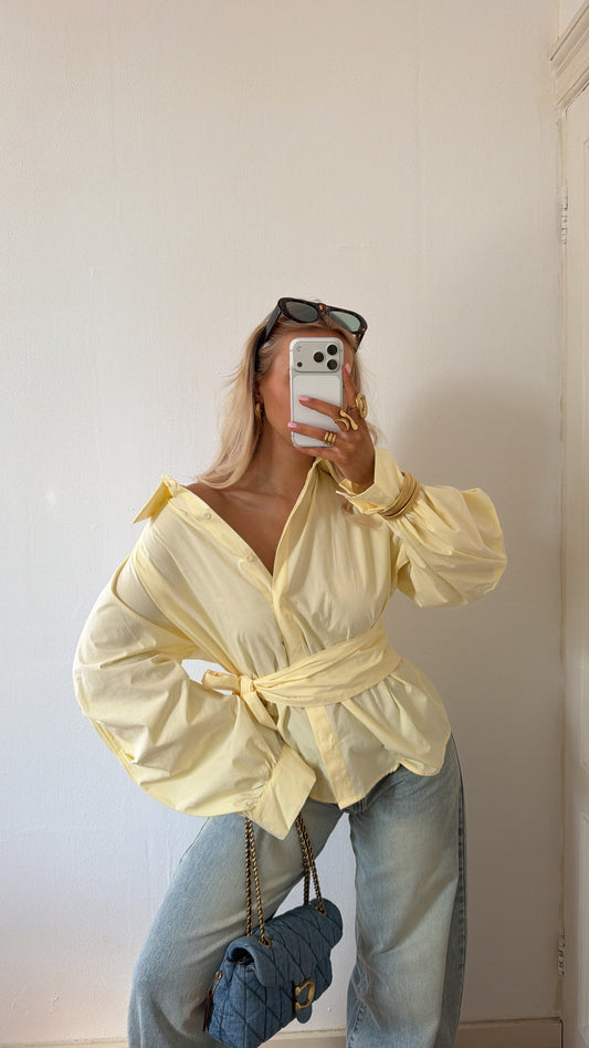 Quincy wrapped blouse geel