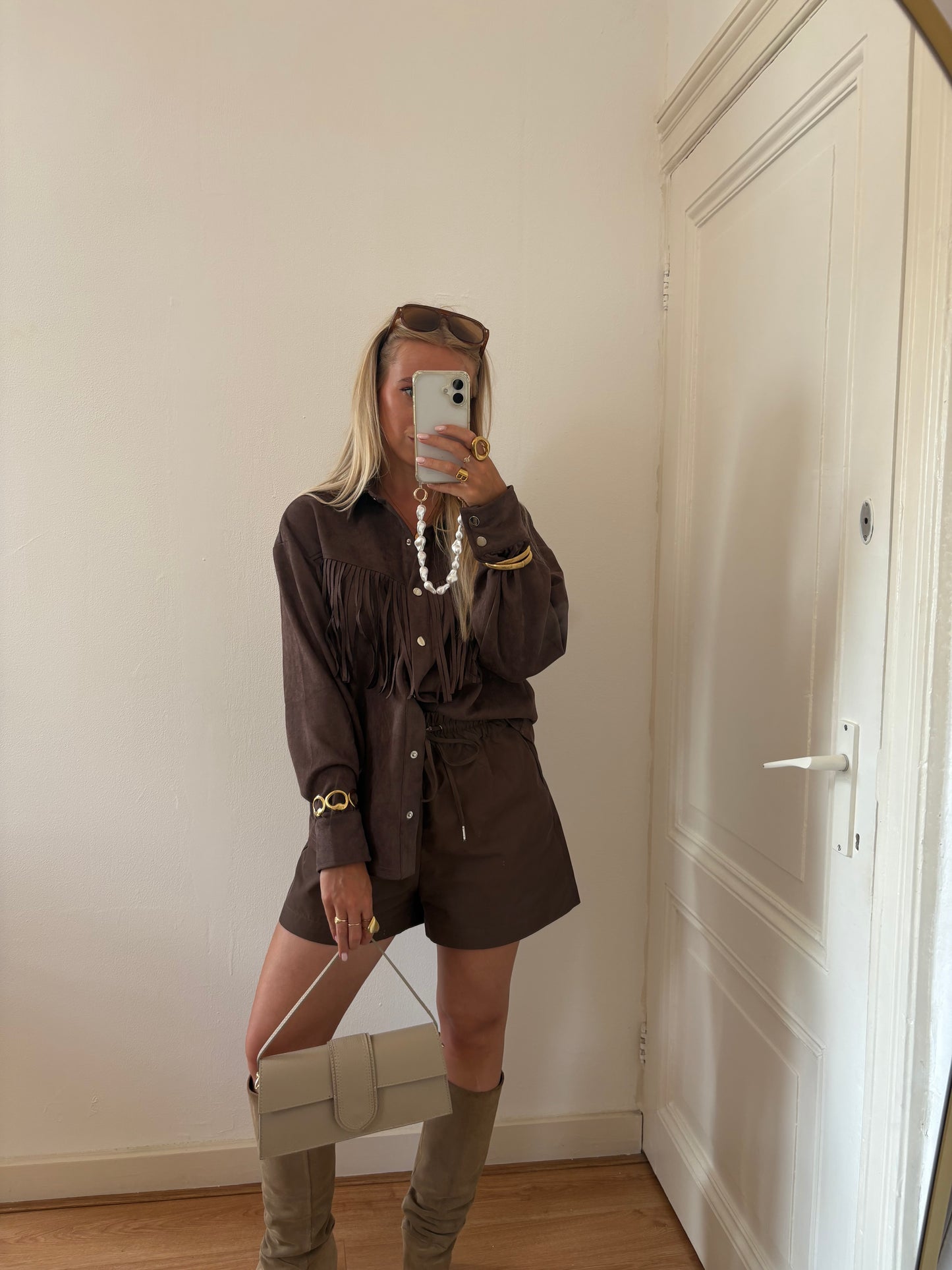 Western suede blouse