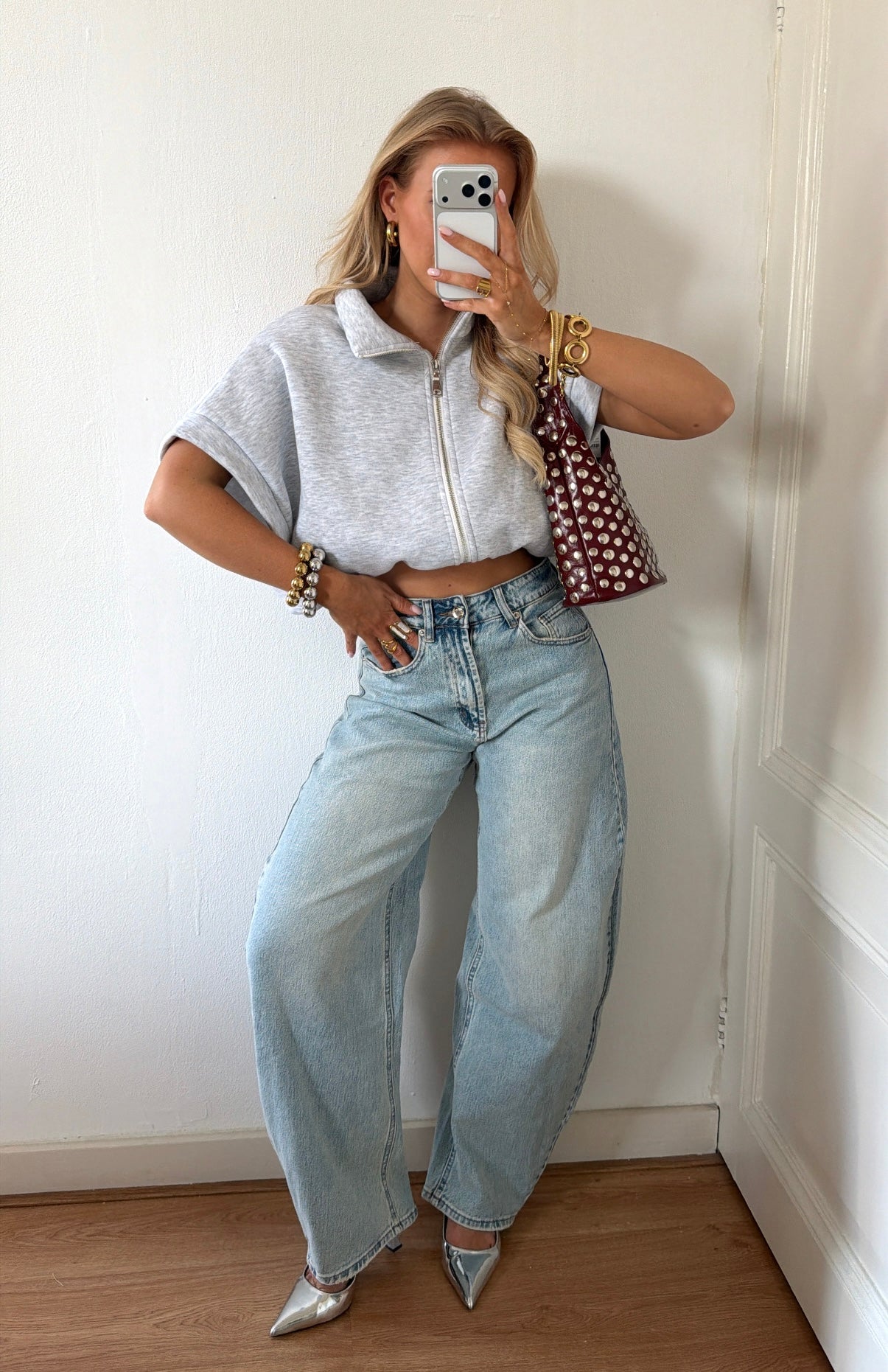 SPORTY ZIP TOP GRIJS