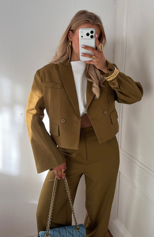 Robin cropped blazer groen