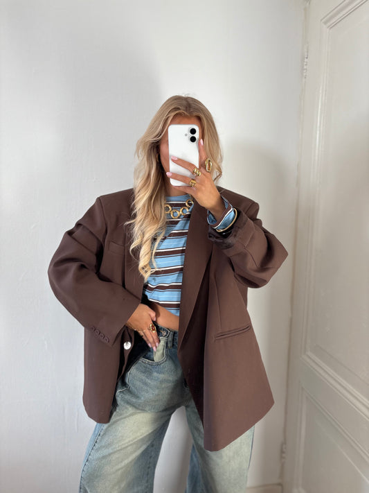 Nori stripes tee blauw / chocolade