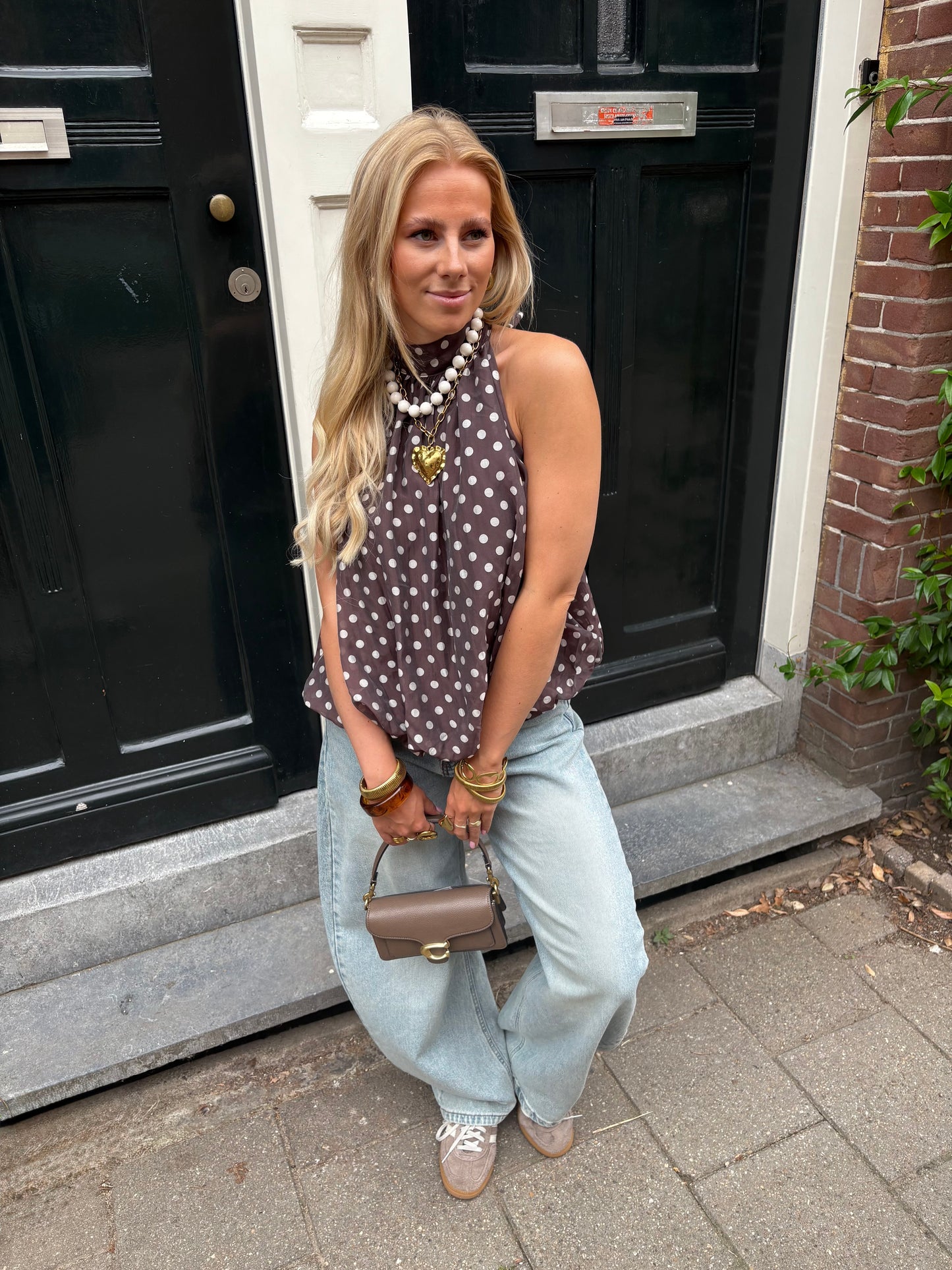 Lauren dot top - brown