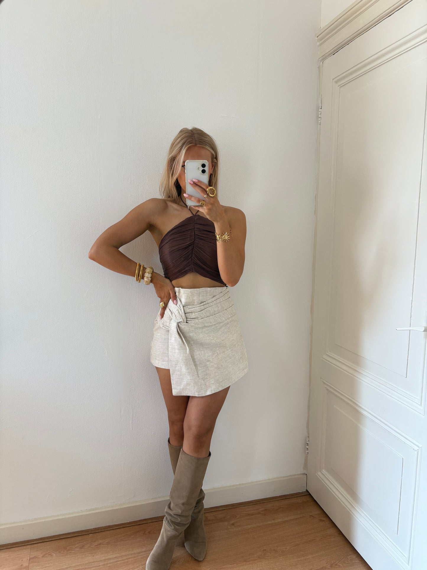 Linnen skort - beige