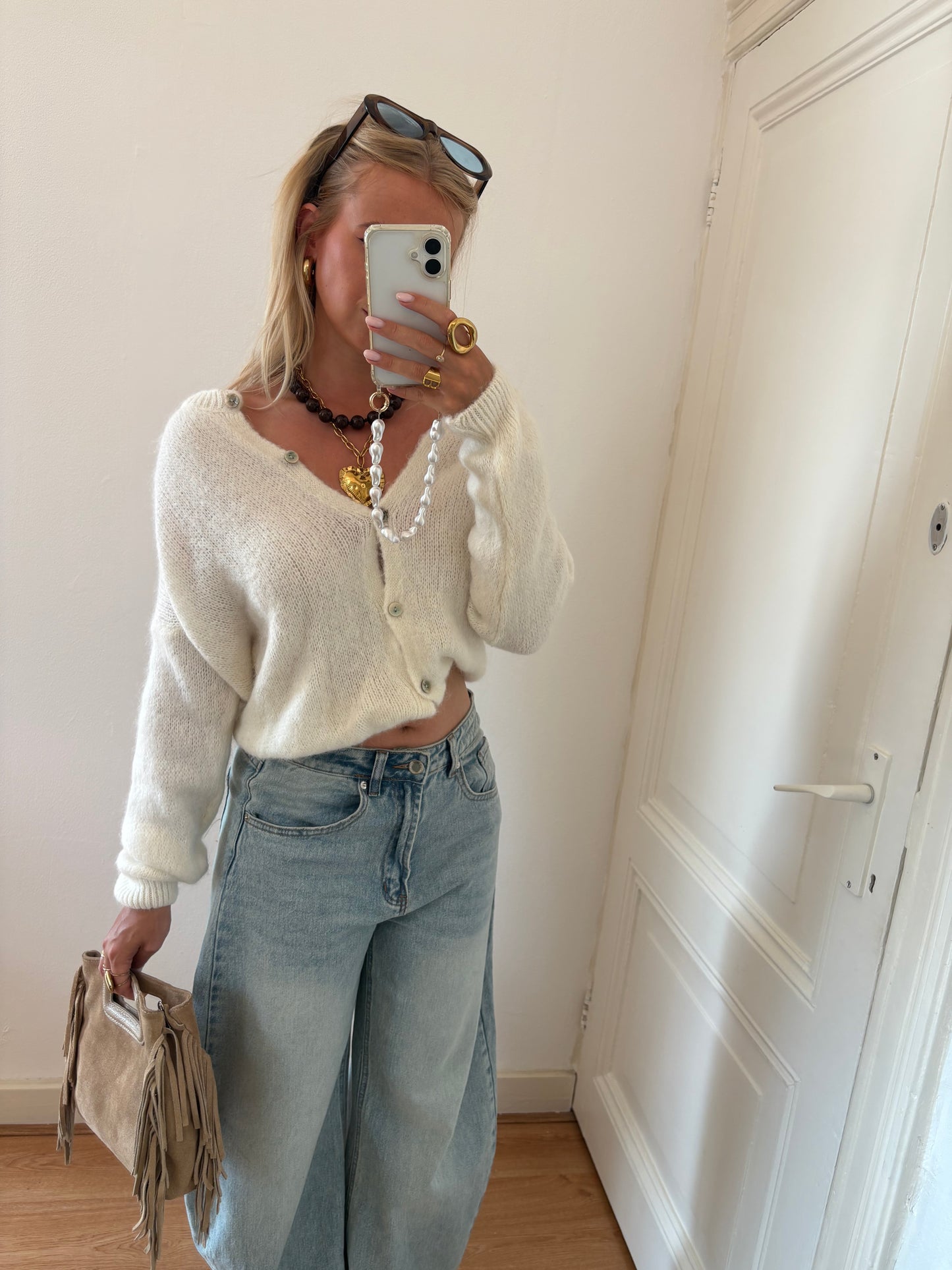Eline alpaca wool cardigan - white