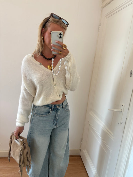 Eline alpaca wool cardigan wit