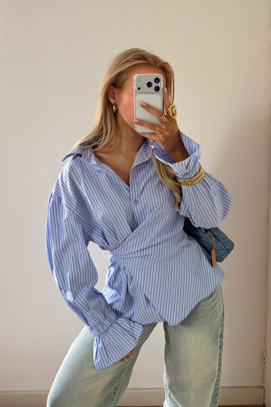 WRAPPED STRIPED BLOUSE