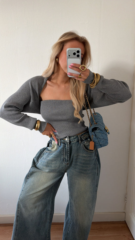 Tara tube top + vestje grijs