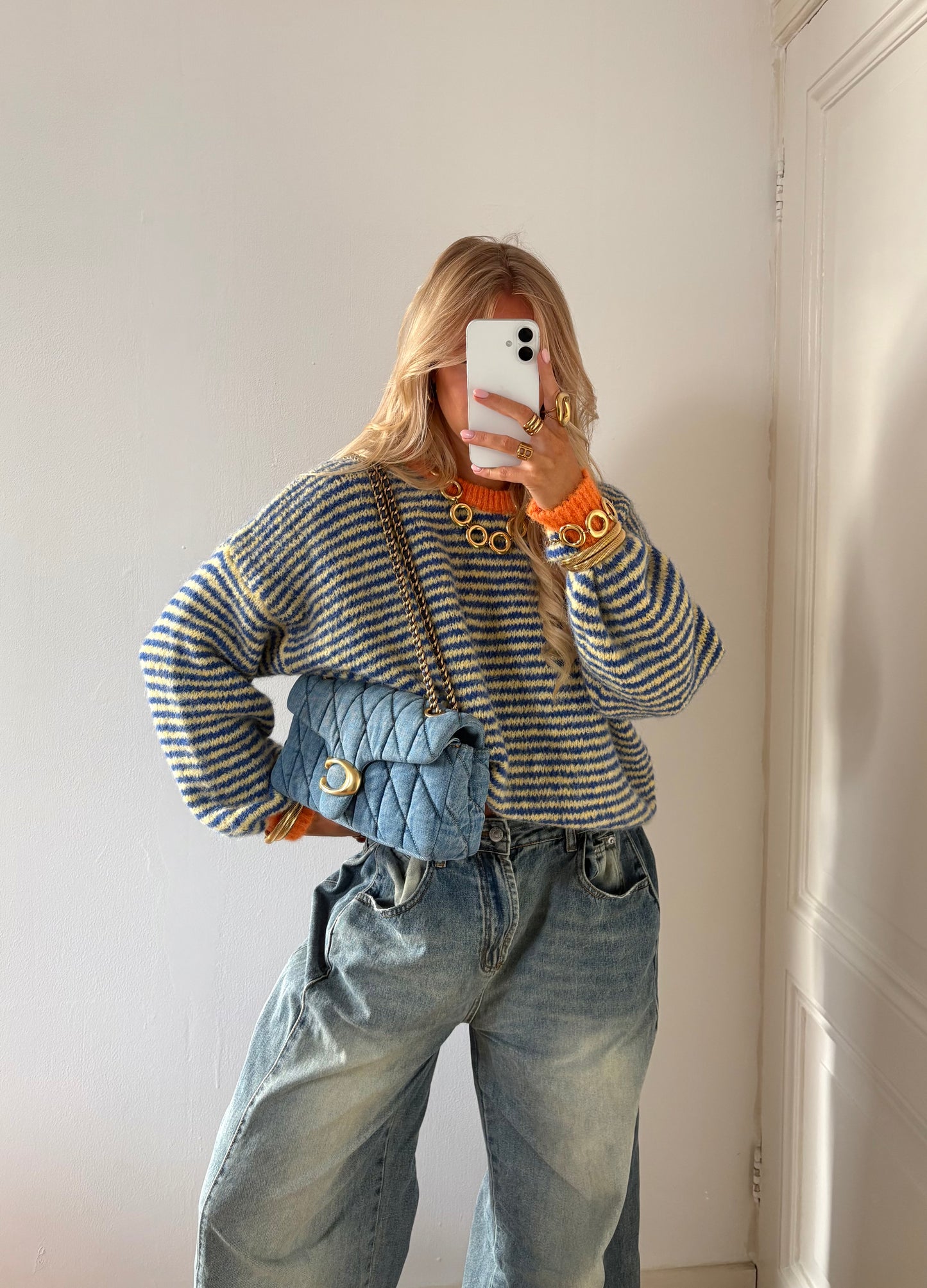 BACK SOON - Senna stripes knit blauw/geel/oranje