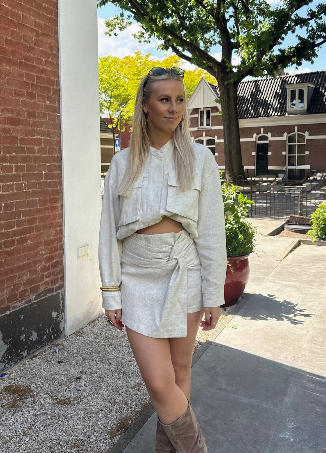 Linnen bomber - beige