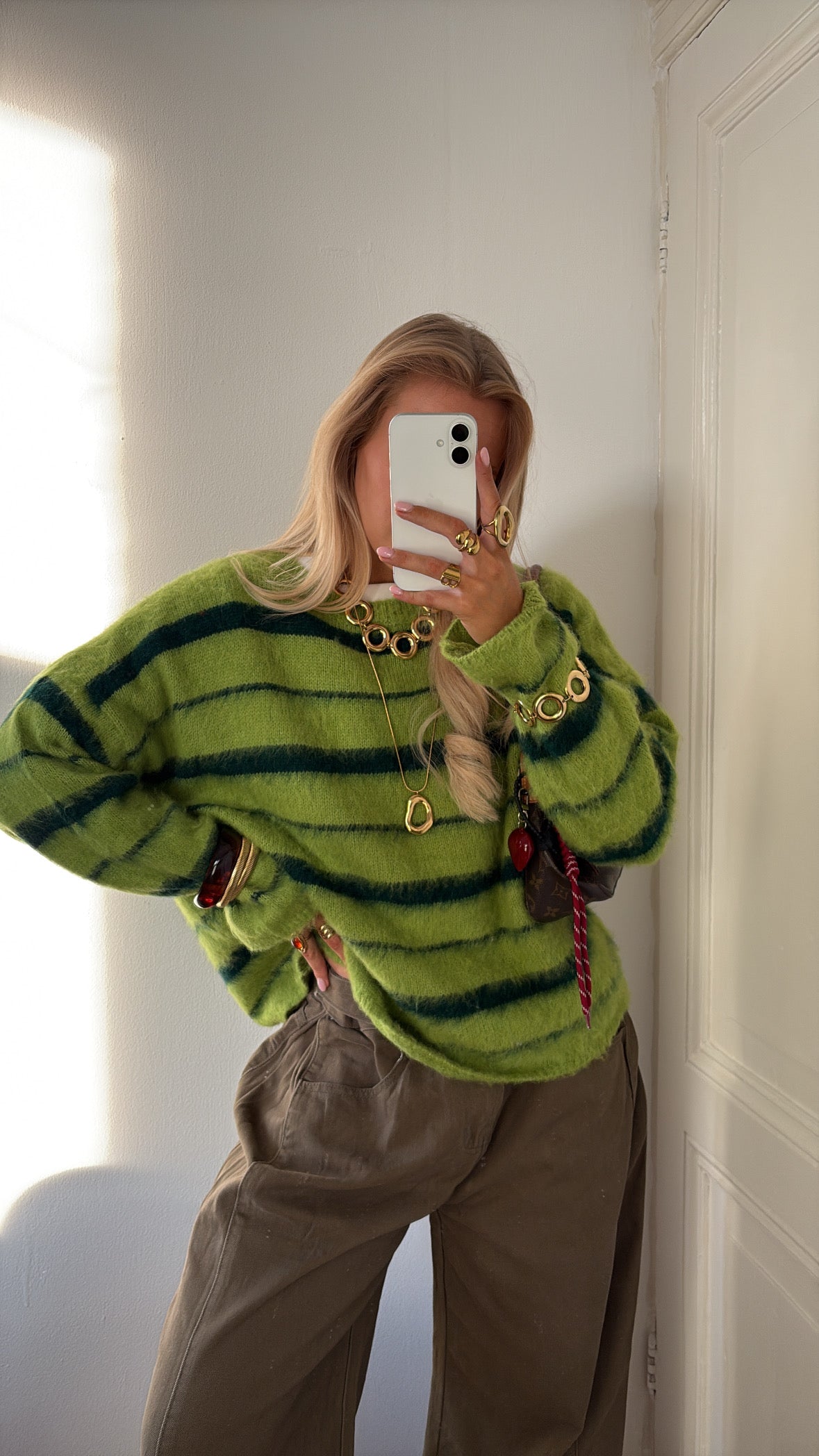 Ruby striped knit groen/donker groen