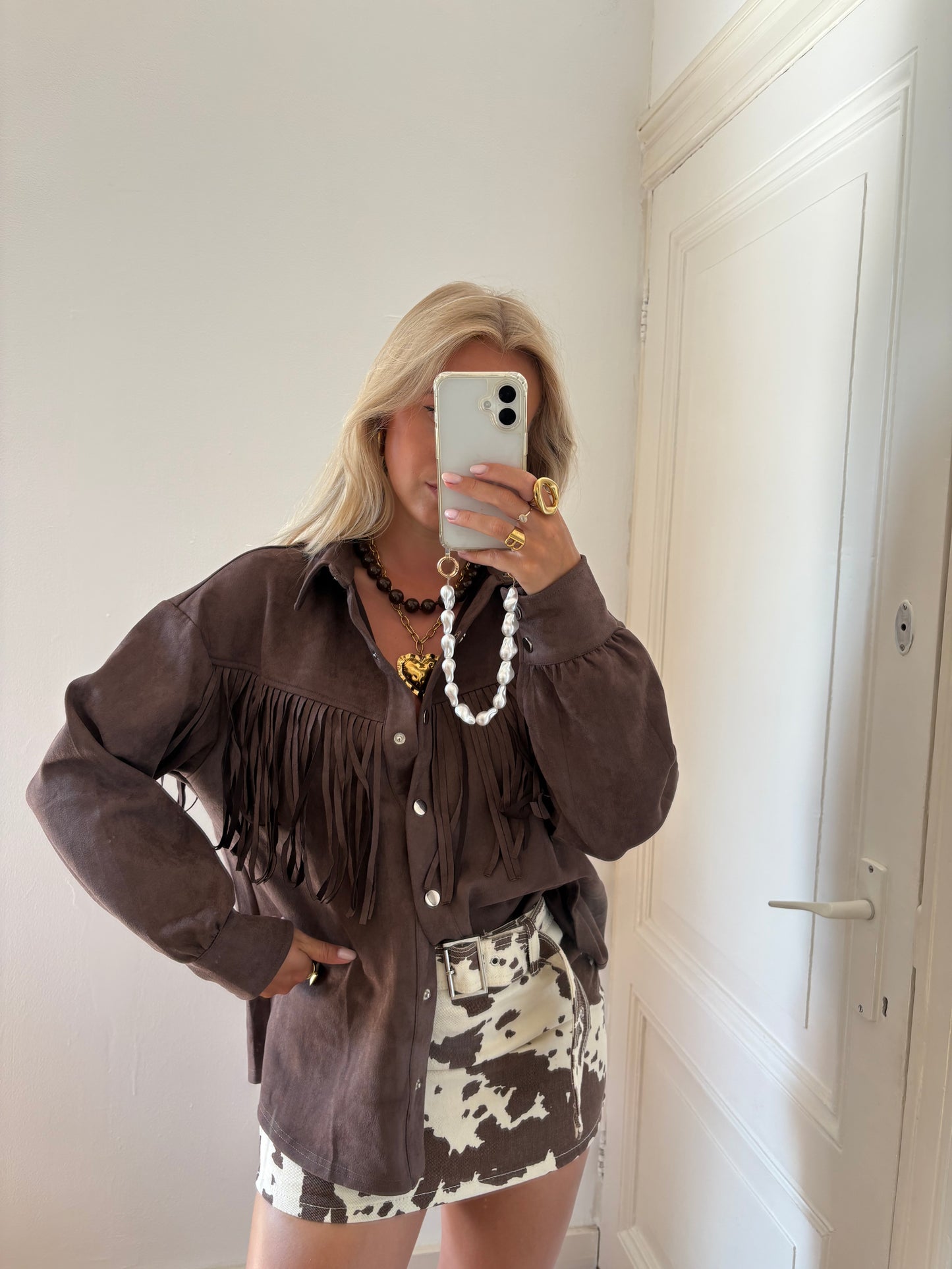 Western suede blouse