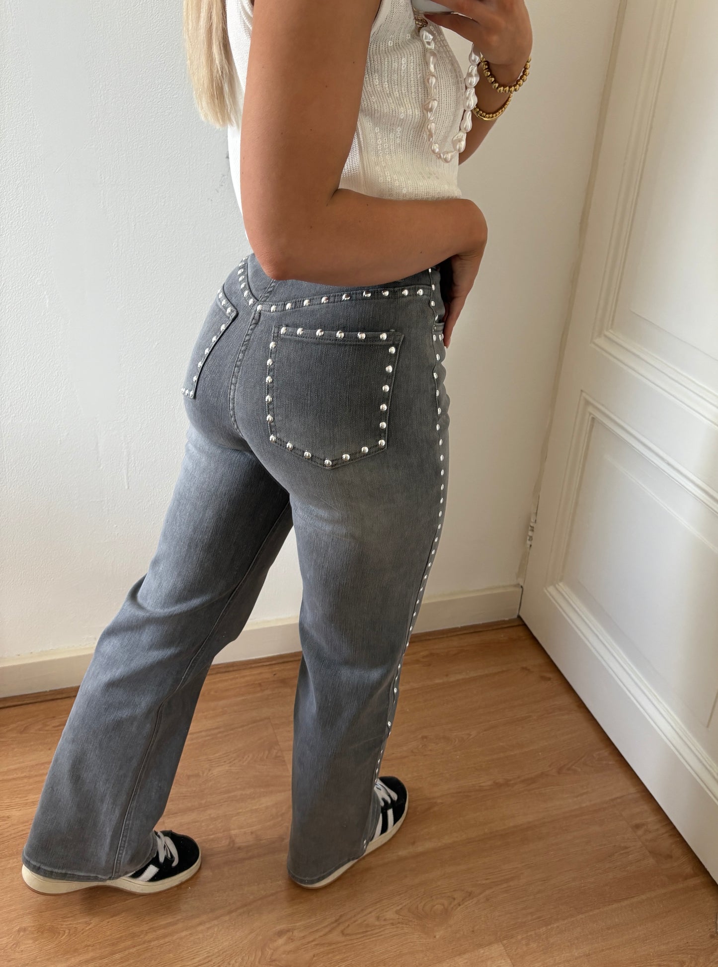 Lea studs jeans - grey