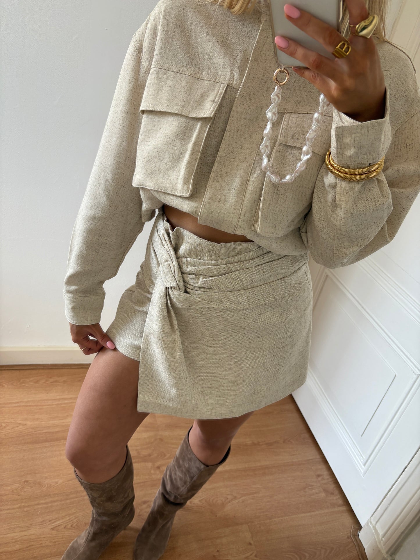 Linnen skort - beige