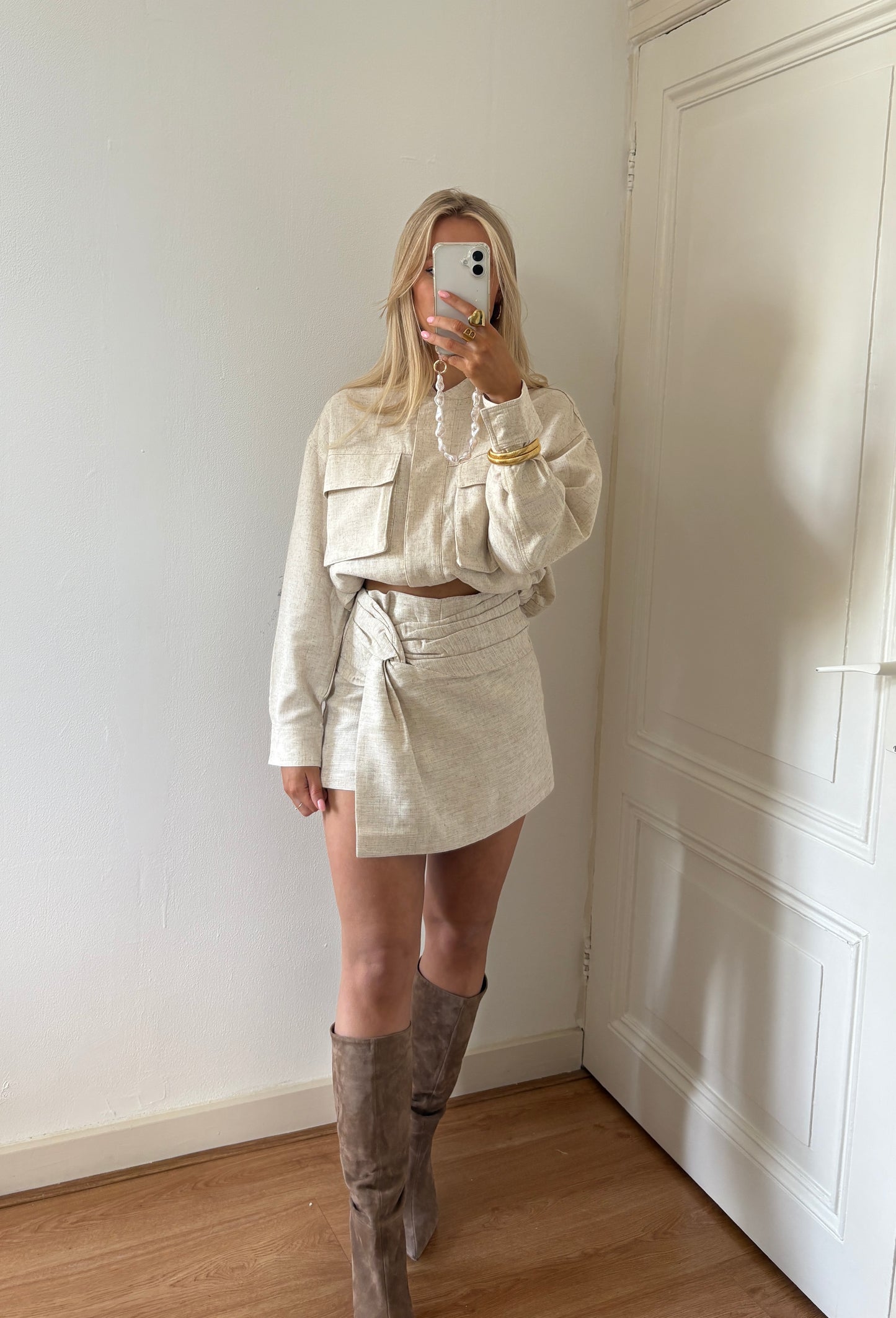 Linnen skort - beige