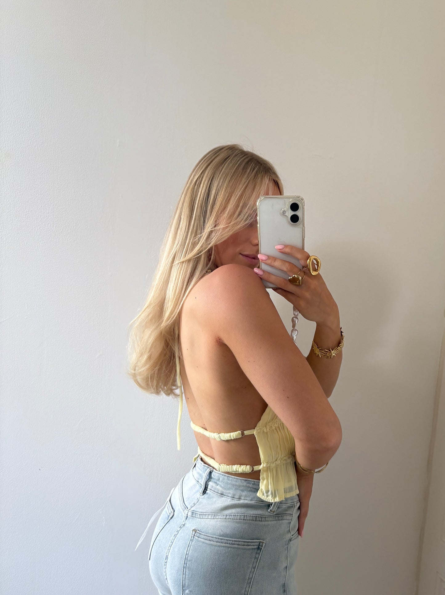 Lise open-back top - butter yellow
