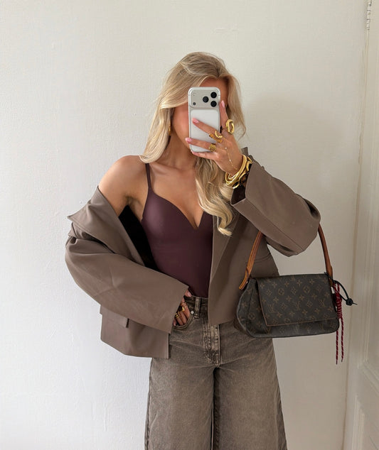 CROPPED BLAZER COFFEE