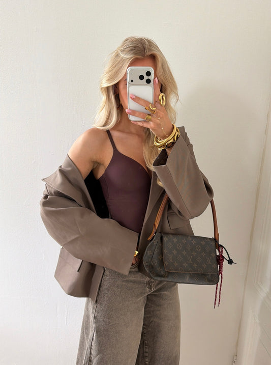 CROPPED BLAZER COFFEE