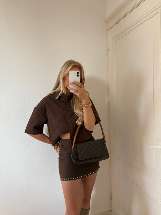 Benthe studs blouse - brown