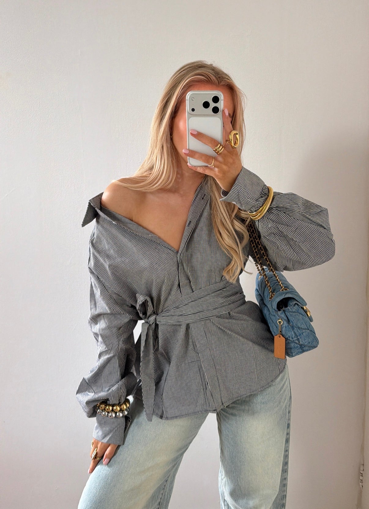 WRAPPED CHECKERED BLOUSE