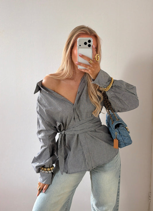 WRAPPED CHECKERED BLOUSE