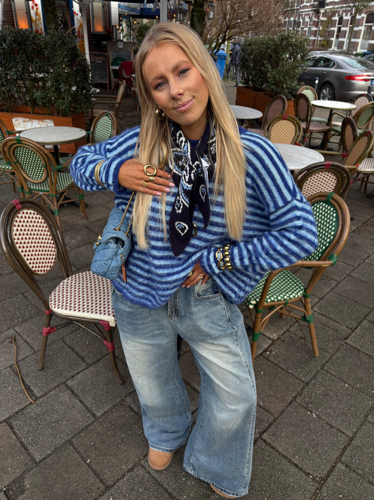 Levi stripes knit jeans blauw/ijsblauw