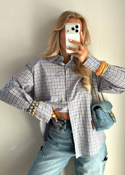 Chiara checkered blouse blauw