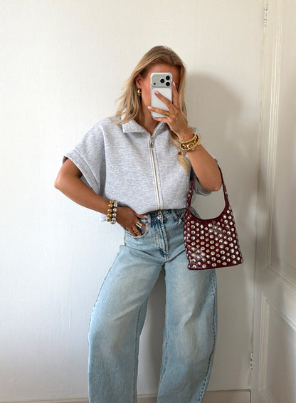 SPORTY ZIP TOP GRIJS