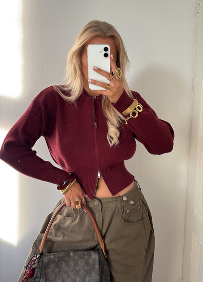 Zip knit burgandy