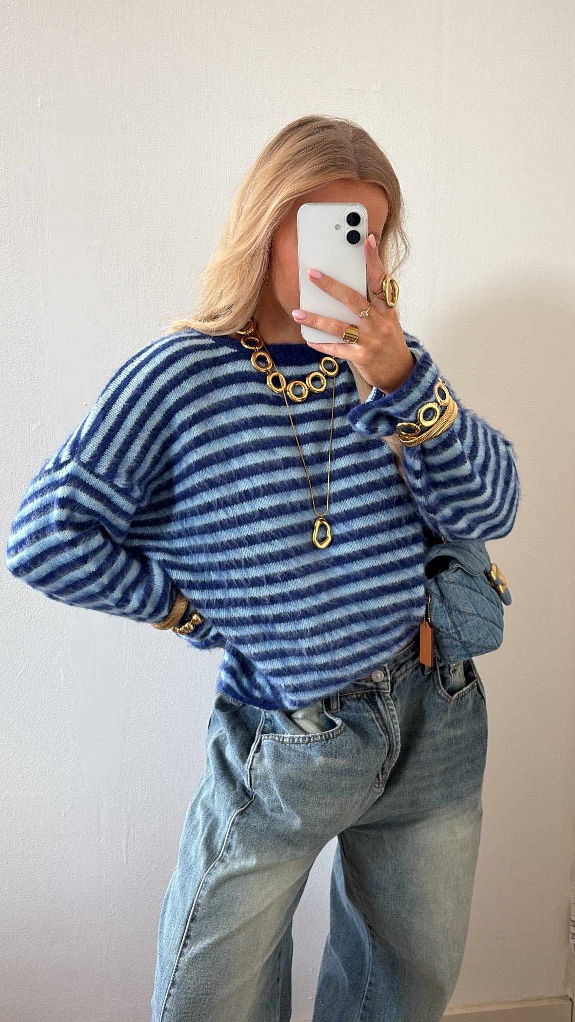 Levi stripes knit jeans blauw/ijsblauw