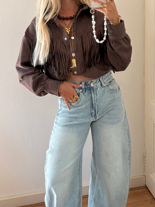 Western suede blouse