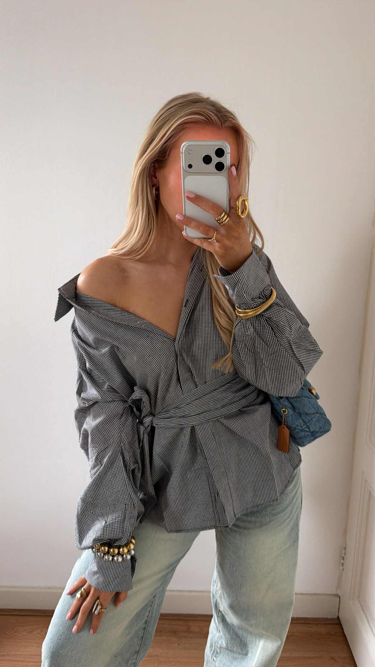 WRAPPED CHECKERED BLOUSE