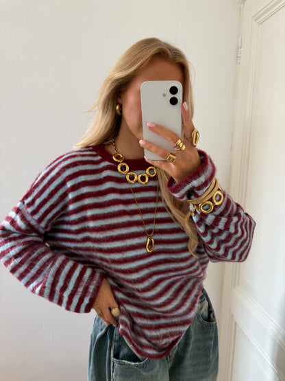 Pre-order Levi stripes knit bordeaux / ijsblauw