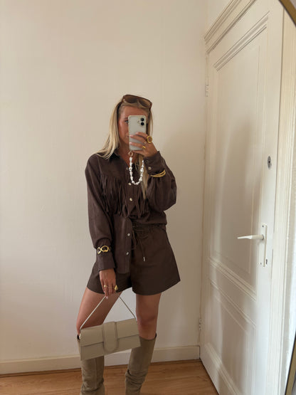 Western suede blouse