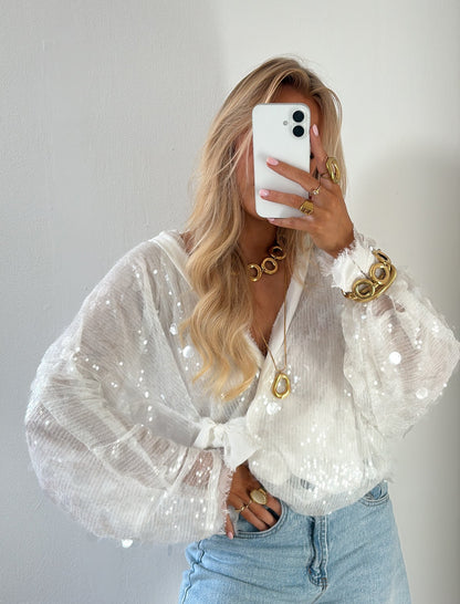 Jade glitter blouse
