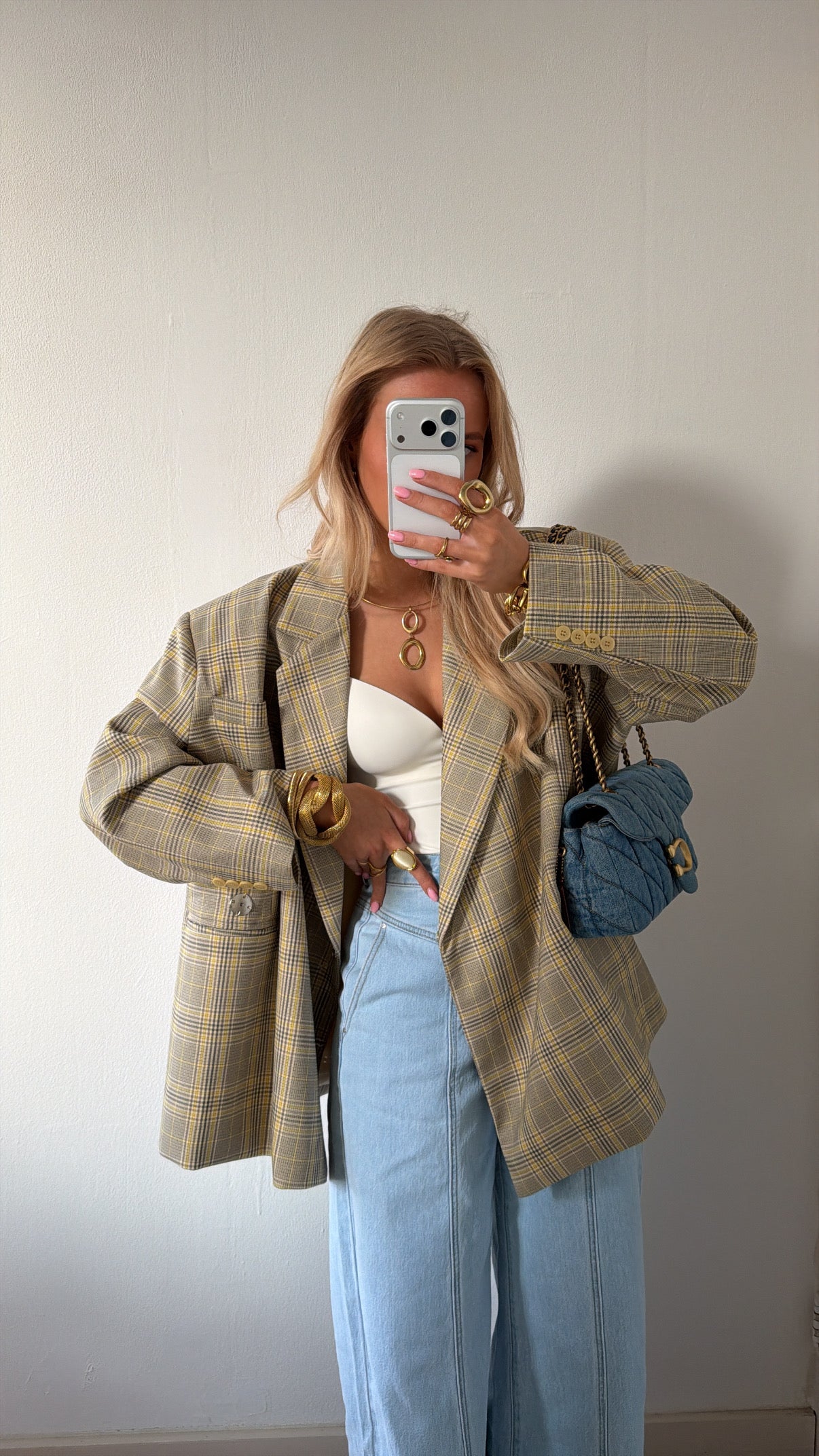 Pre-order Carmen checkered blazer geel