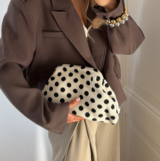 BACK SOON - Dot clutch wit / zwart