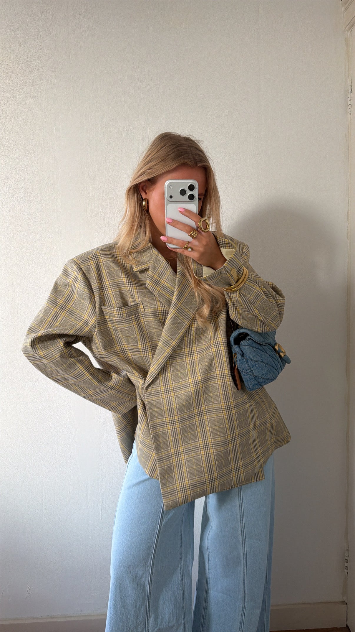 Pre-order Carmen checkered blazer geel