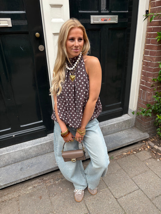 Lauren dot top - brown
