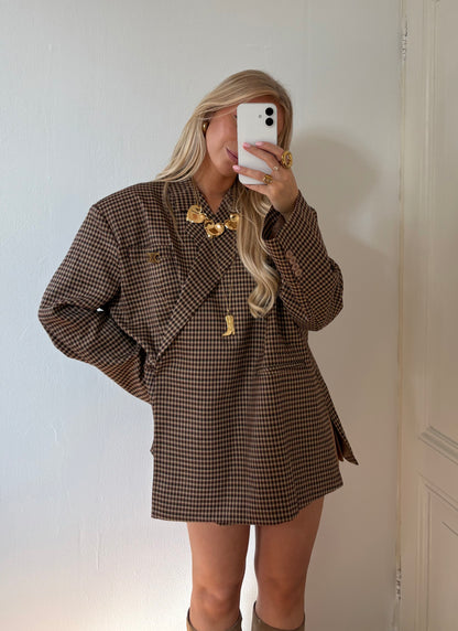 Carmen oversized blazer - Checkered Brown