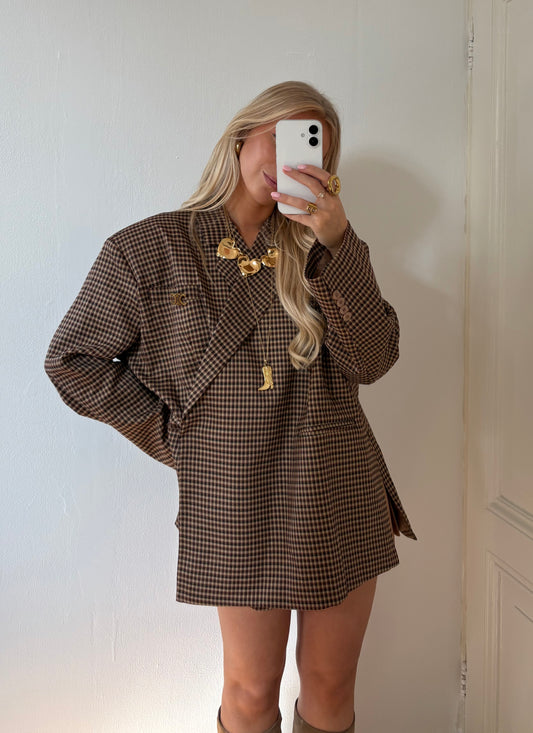 Carmen oversized blazer - Checkered Brown