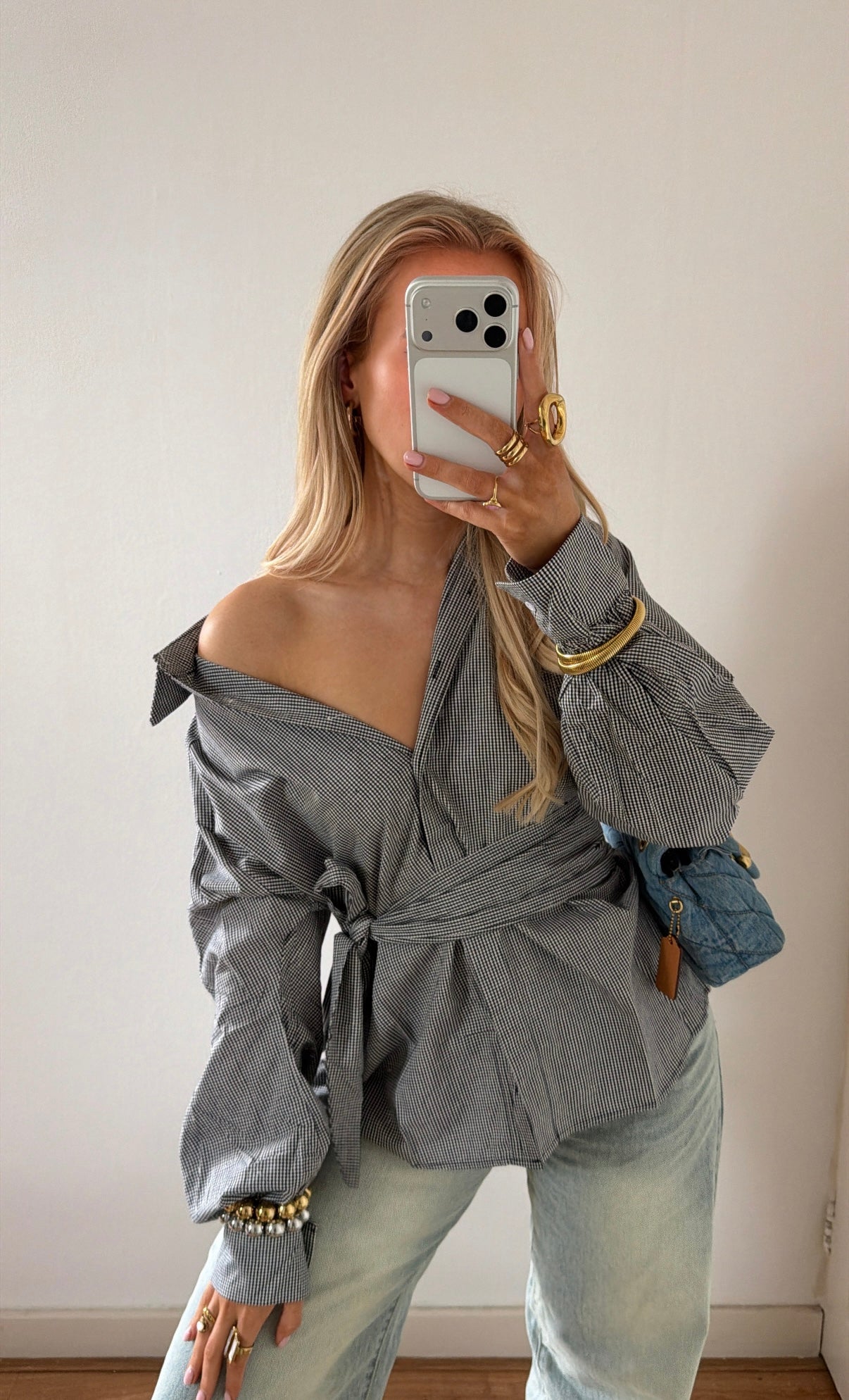 WRAPPED CHECKERED BLOUSE