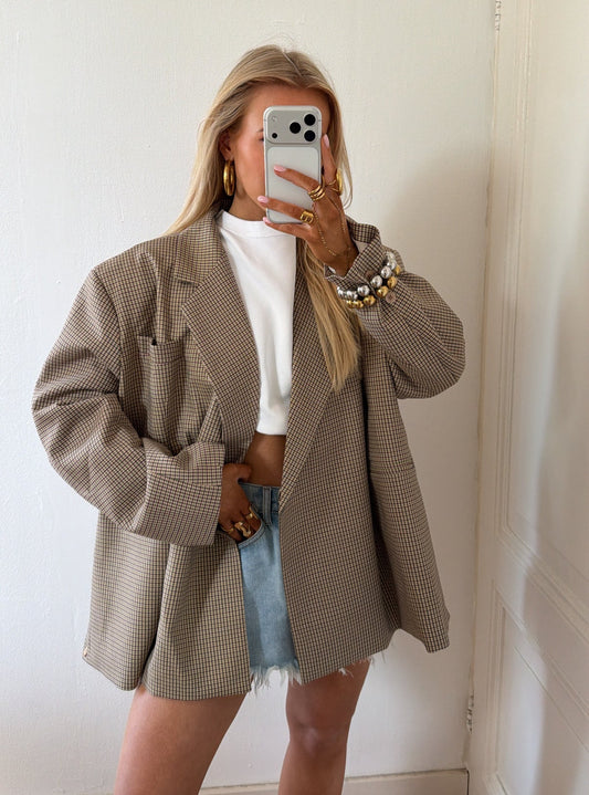 OVERSIZED BLAZER CHECKERED GROEN/PAARS