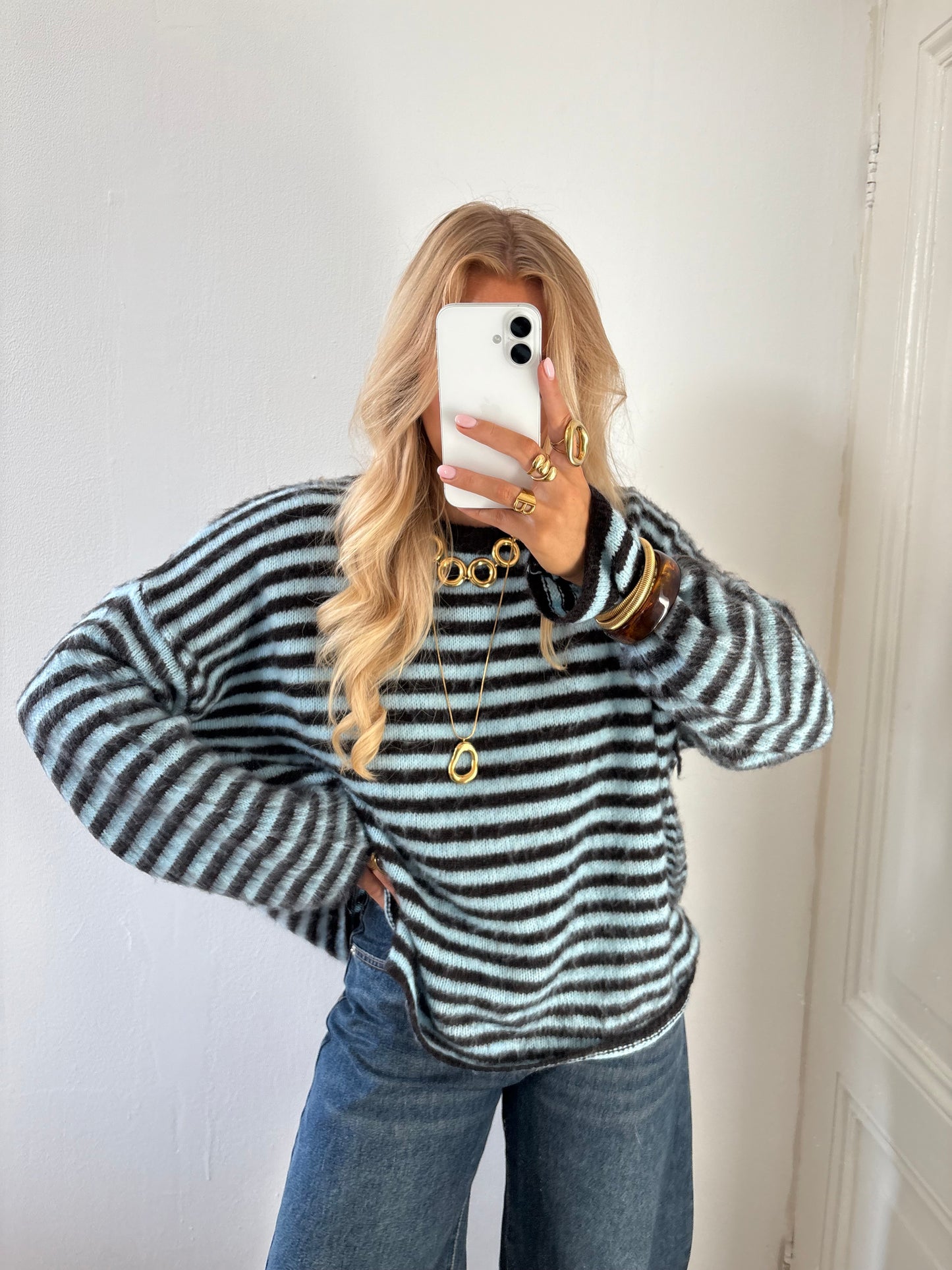 Levi stripes knit chocolade / blauw