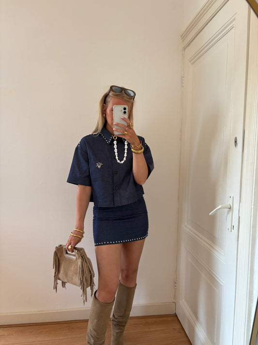 Benthe studs blouse denim