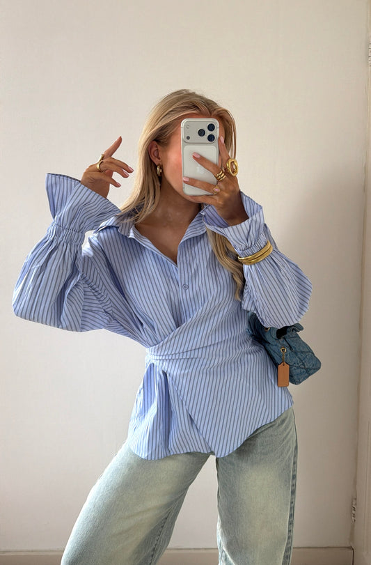 WRAPPED STRIPED BLOUSE