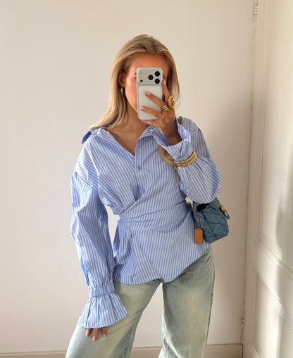 WRAPPED STRIPED BLOUSE